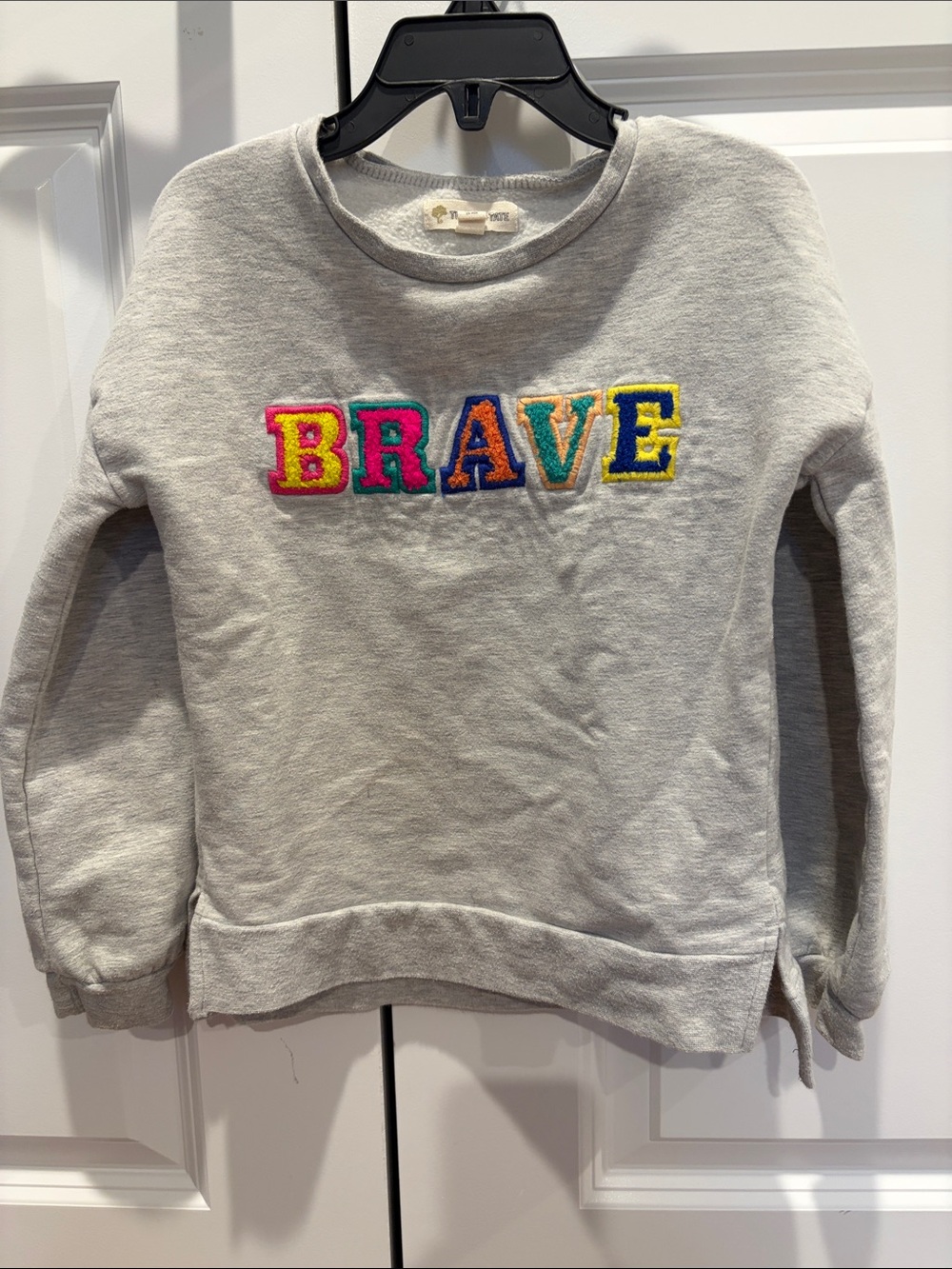 Tucker + Tate Light Gray Sweatshirt with Colorful BRAVE Appliqué